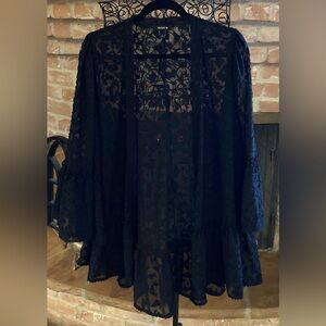 Torrid Black Sheer Lace Kimono Cardigan